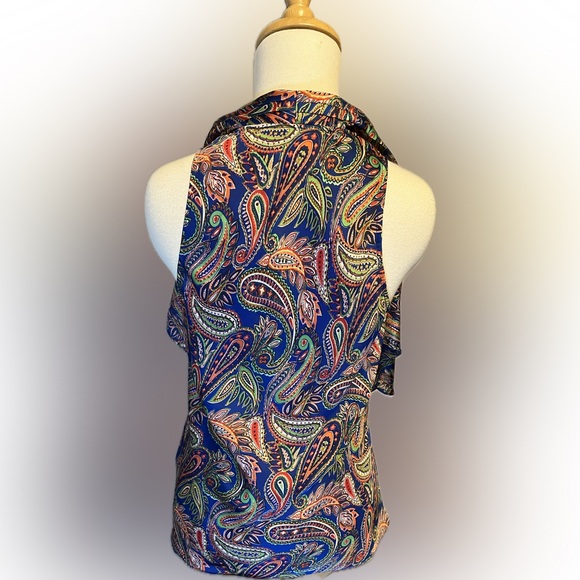 Lauren by Ralph Lauren Paisley Ruffled Sleeveless Blouse size 8 - Picture 5 of 10